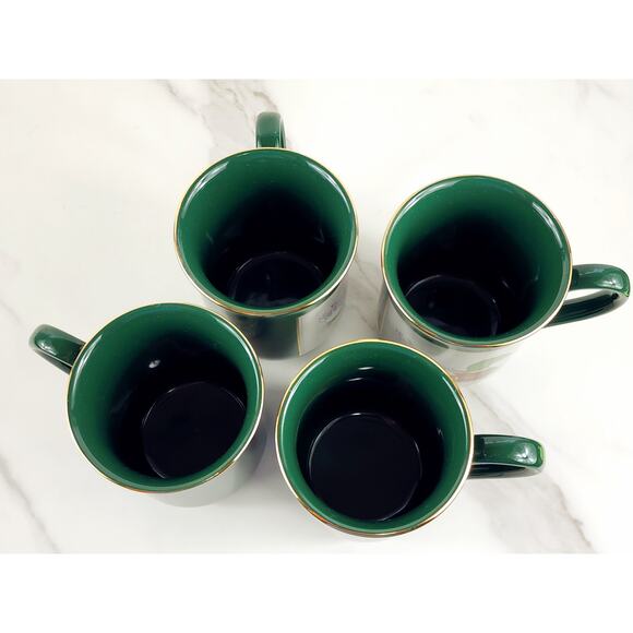 Otagiri Mallard Duck Coffee Mug Teacup 9oz Green Gold Trim Gibson 4" Japan x4 - Picture 12 of 16